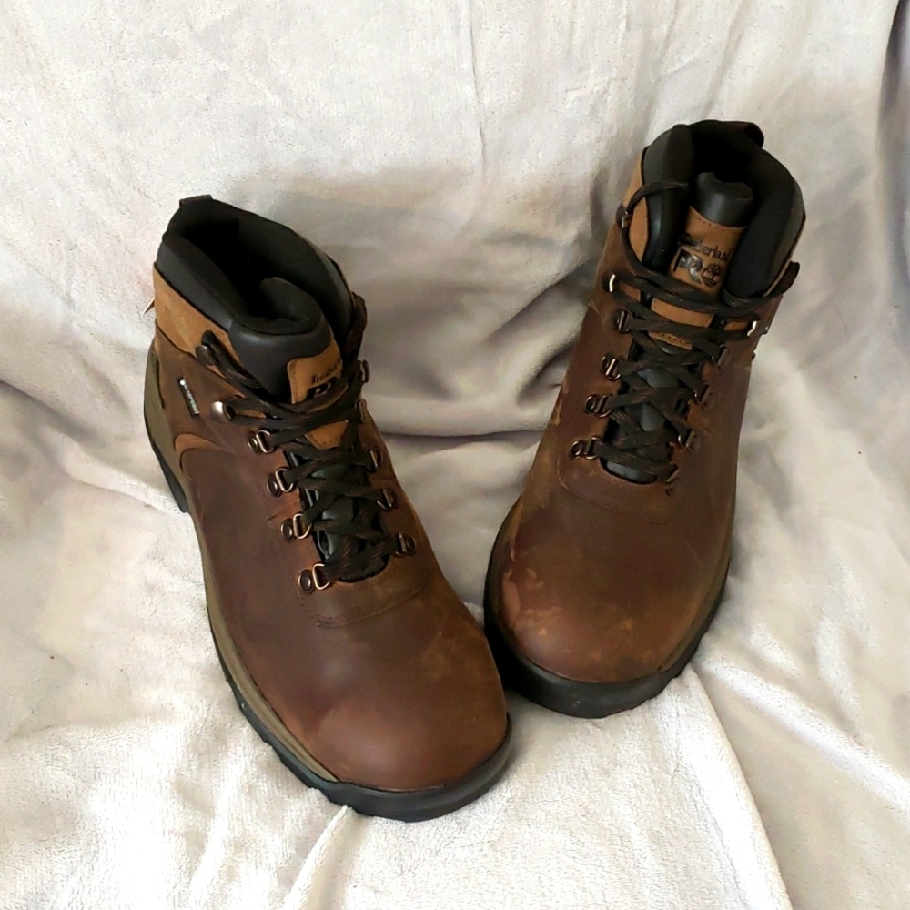 Brand New Timberland Pro Brown Leather Steel Toe Water Proof Boots